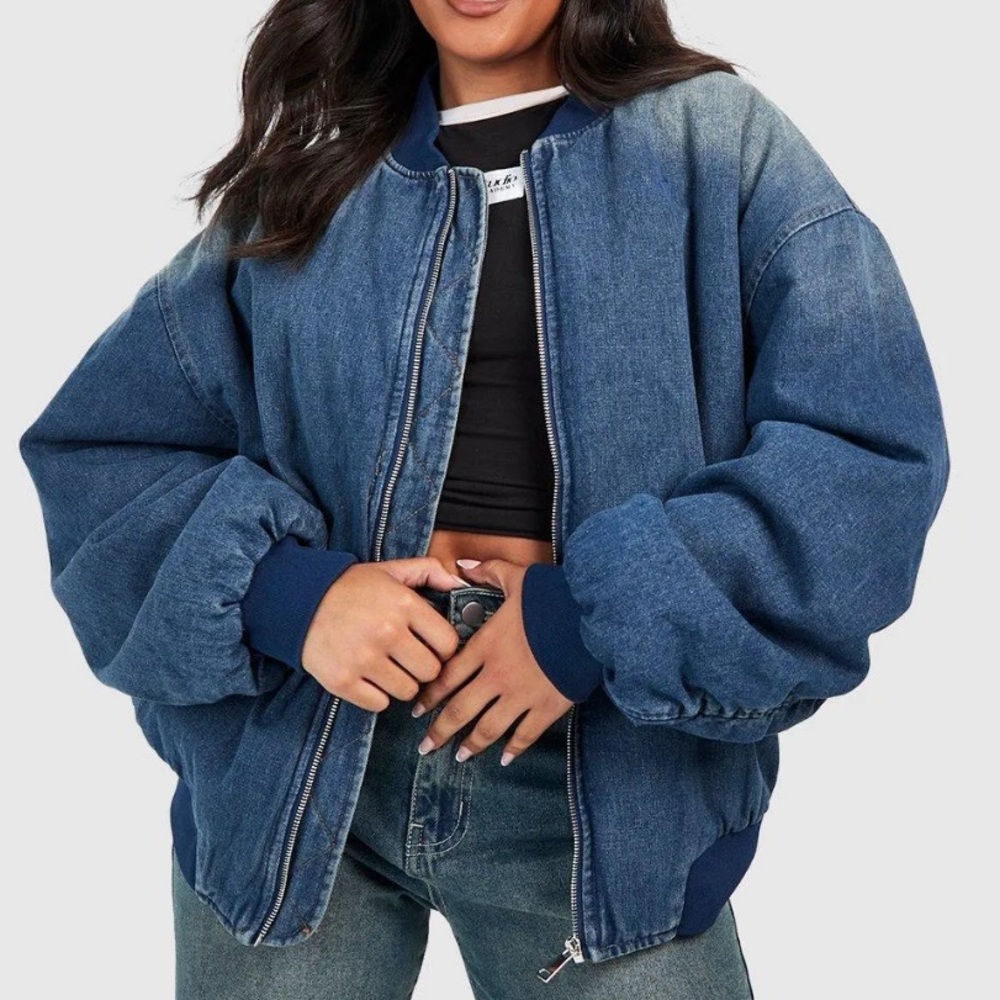 Boohoo Blue Bomber Jacket
